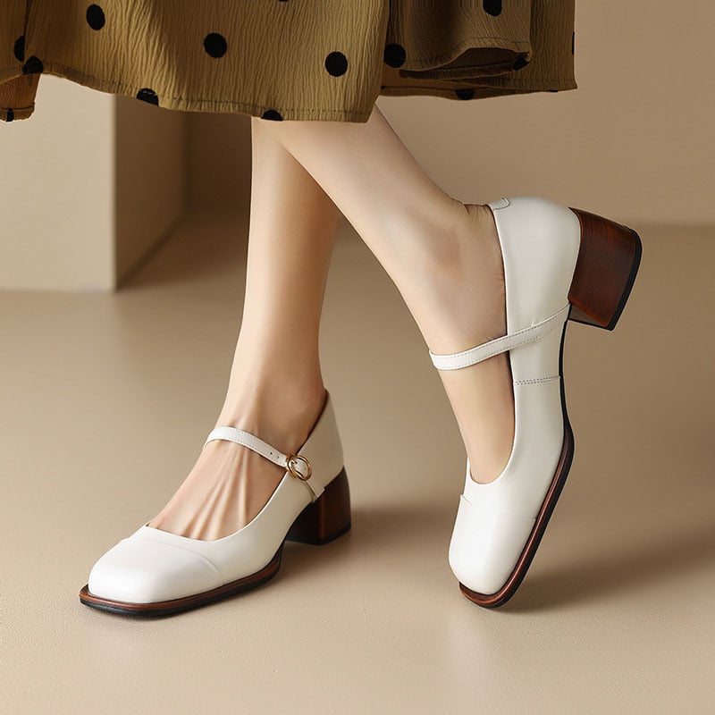 CHIKO Cheyla Square Toe Block Heels Mary Jane Shoes