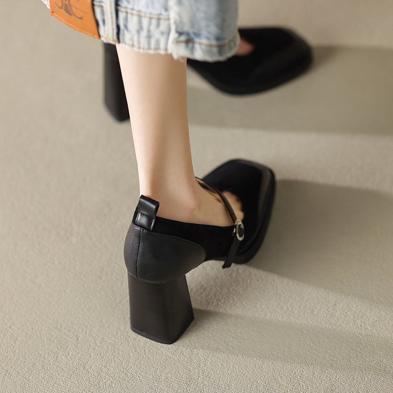 CHIKO Chalonna Square Toe Block Heels Mary Jane Shoes