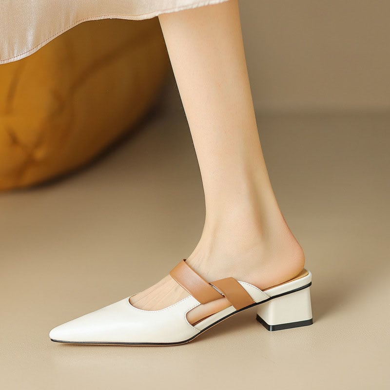 CHIKO Jericka Pointy Toe Block Heels Clogs/Mules Shoes