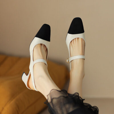 CHIKO Jessilyn Square Toe Block Heels Slingback Shoes