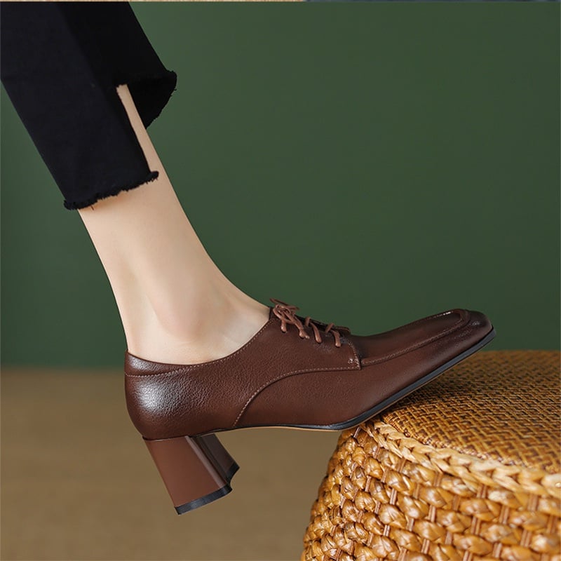 CHIKO Jenisa Square Toe Block Heels Oxfords Shoes