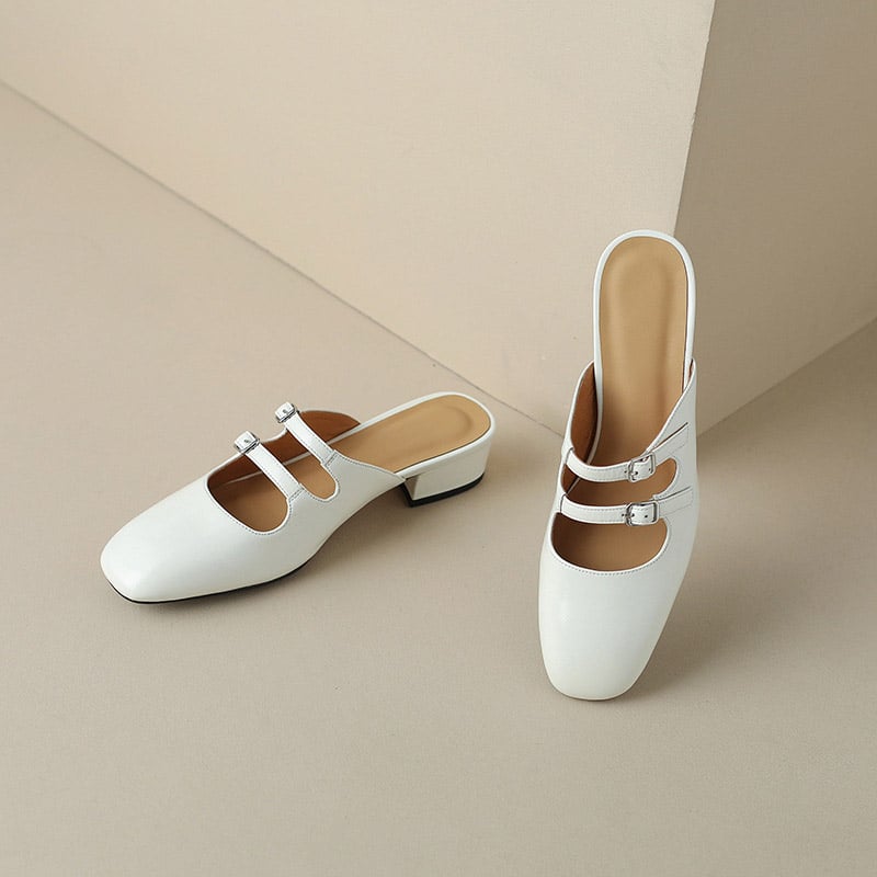 CHIKO Kacey Square Toe Block Heels Clogs/Mules Shoes