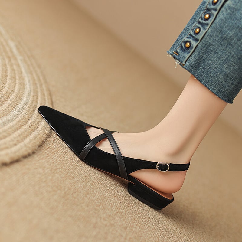 CHIKO Kailee Pointy Toe Block Heels Slingback Shoes