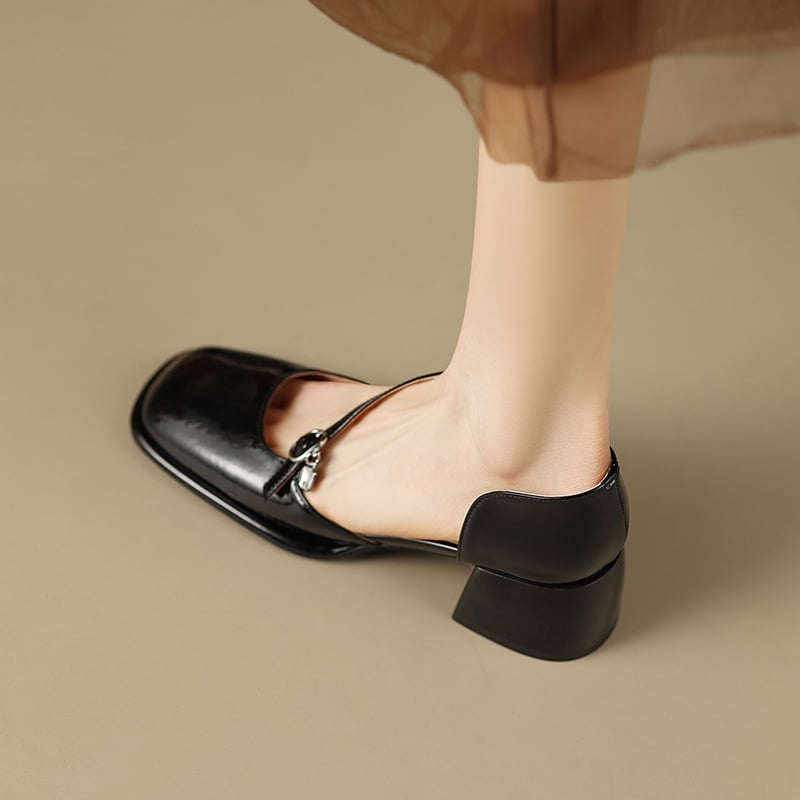 CHIKO Kayanna Square Toe Block Heels Pumps Shoes