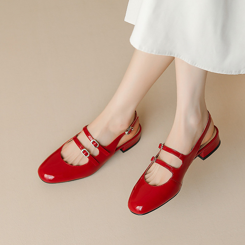 CHIKO Kiesha Round Toe Block Heels Slingback Shoes