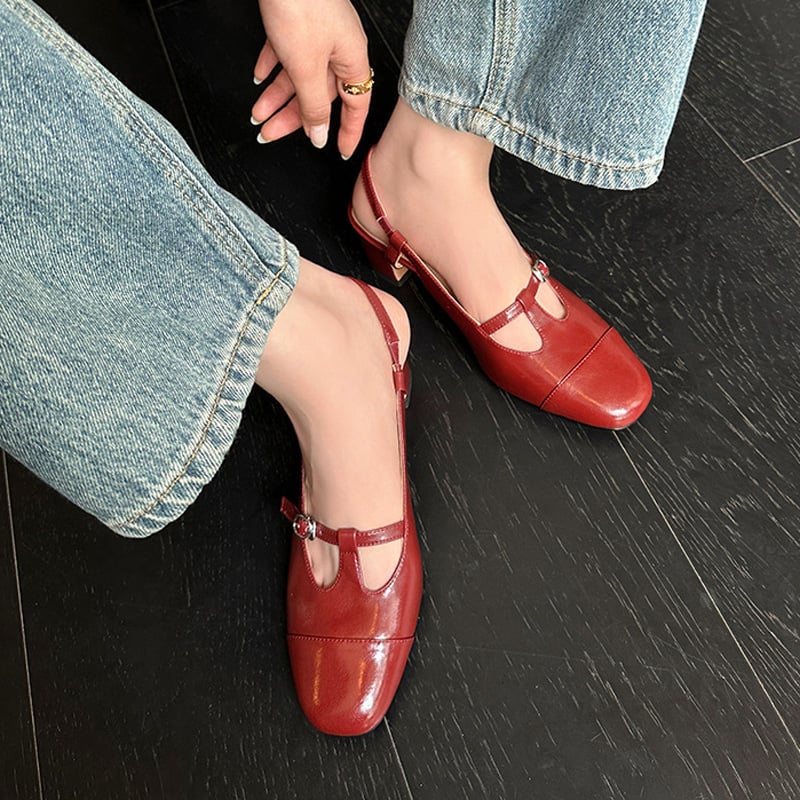 CHIKO Kia Round Toe Block Heels Slingback Shoes