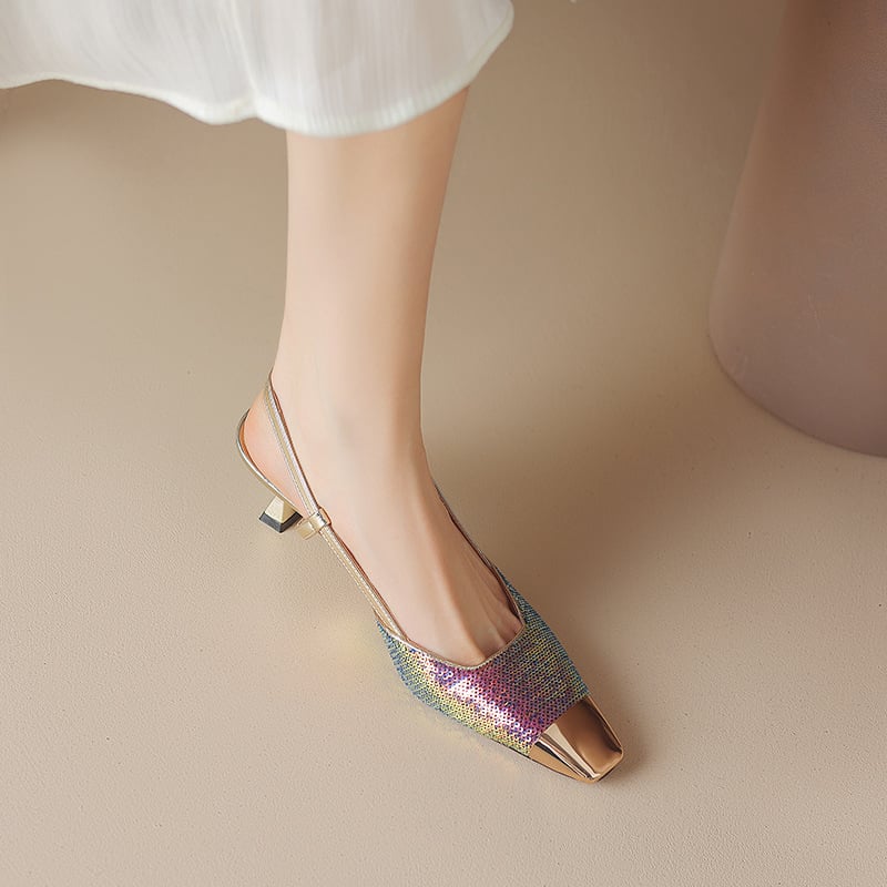CHIKO Keyandra Square Toe Stiletto Slingback Shoes