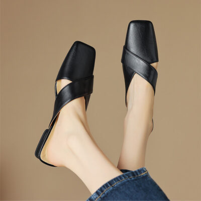 CHIKO Keiosha Square Toe Block Heels Clogs/Mules Shoes