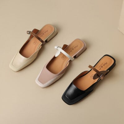 CHIKO Krystal Square Toe Block Heels Clogs/Mules Shoes