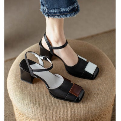 CHIKO Lajuliette Square Toe Block Heels Slingback Shoes