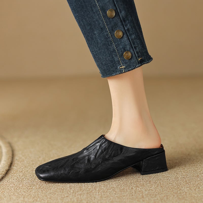 CHIKO Latashia Square Toe Block Heels Clogs/Mules Shoes