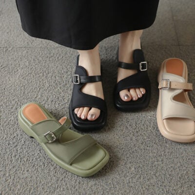 CHIKO Laquita Open Toe Block Heels Slides Sandals