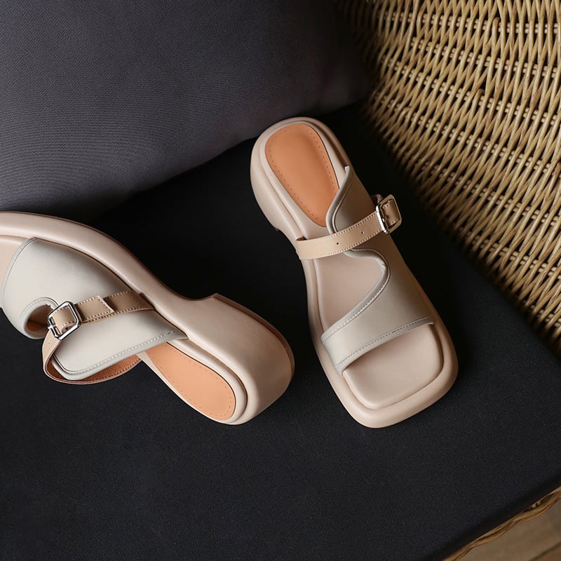 CHIKO Laquita Open Toe Block Heels Slides Sandals
