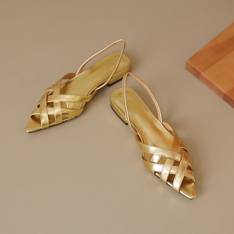 CHIKO Lilianna Pointy Toe Block Heels Flats Sandals
