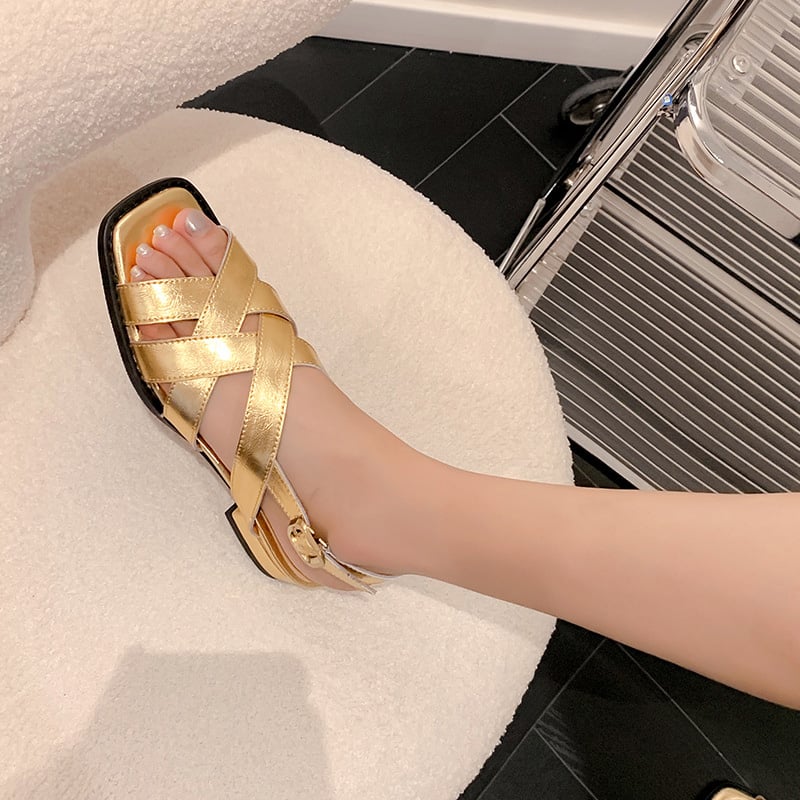 CHIKO Madisen Open Toe Block Heels Flats Sandals