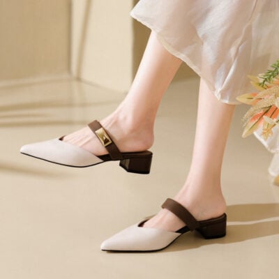 CHIKO Makayla Pointy Toe Block Heels Clogs/Mules Shoes