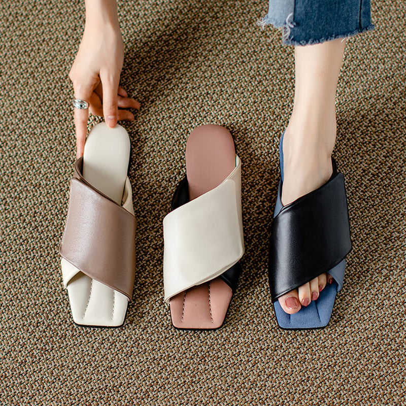 CHIKO Lakeisha Open Toe Block Heels Slides Sandals