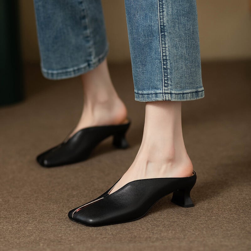 CHIKO Lakeshia Square Toe Kitten Heels Clogs/Mules Shoes