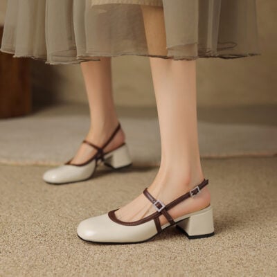CHIKO Sera Round Toe Block Heels Slingback Shoes