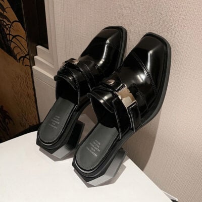 CHIKO Rickia Square Toe Block Heels Clogs/Mules Shoes