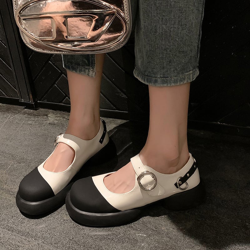 CHIKO Rikki Round Toe Block Heels Mary Jane Shoes