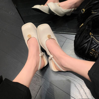 CHIKO Marycarmen Square Toe Block Heels Slingback Shoes