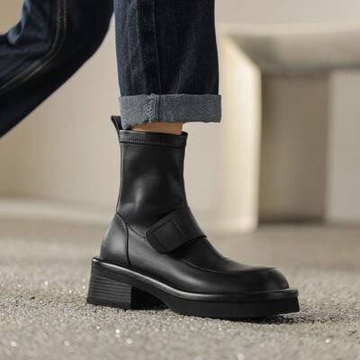 CHIKO Shanti Round Toe Block Heels Ankle Boots