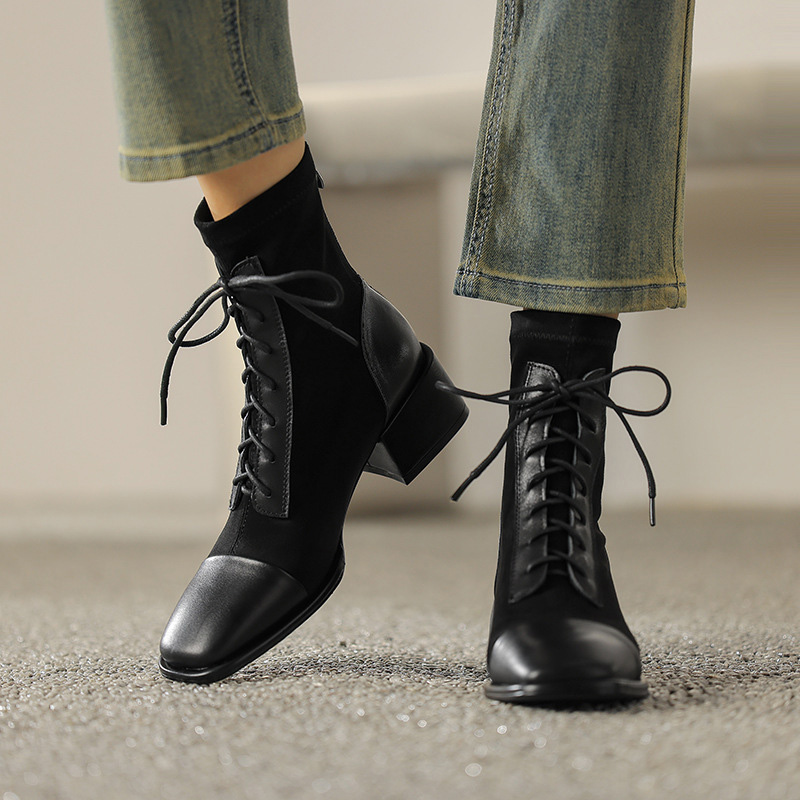 CHIKO Shantesa Square Toe Block Heels Ankle Boots