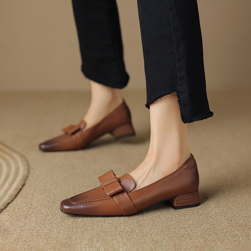 CHIKO Shantell Square Toe Block Heels Loafers Shoes