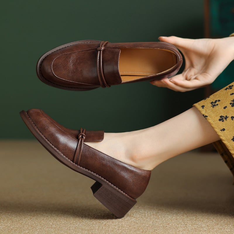 CHIKO Shatara Round Toe Block Heels Loafers Shoes