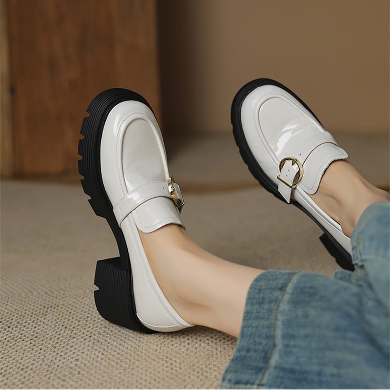 CHIKO Shenika Round Toe Block Heels Loafers Shoes