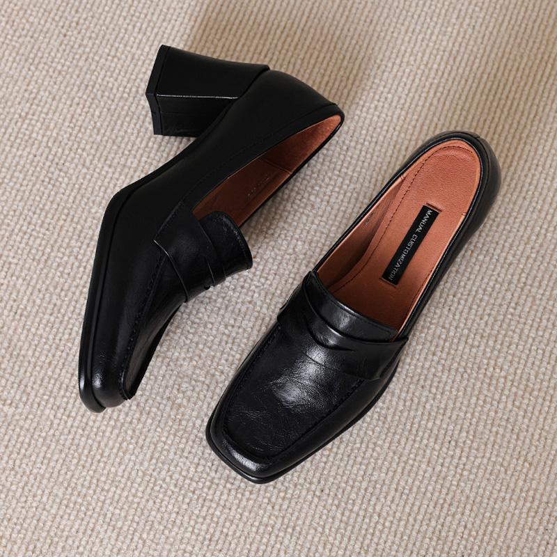 CHIKO Sheriann Square Toe Block Heels Loafers Shoes