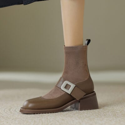 CHIKO Tashara Round Toe Block Heels Ankle Boots