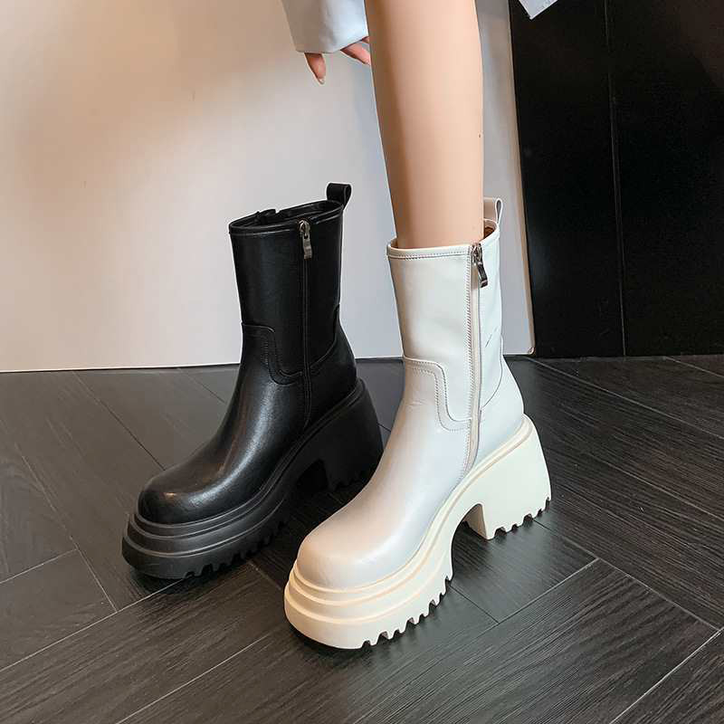 CHIKO Tameisha Round Toe Block Heels Ankle Boots