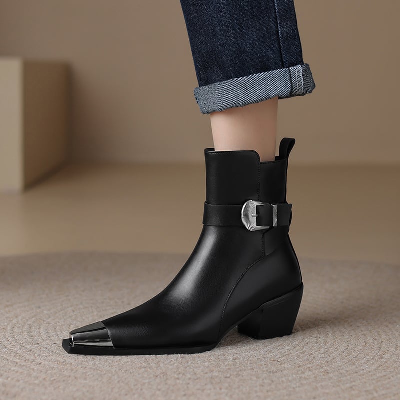 CHIKO Teralyn Pointy Toe Block Heels Ankle Boots