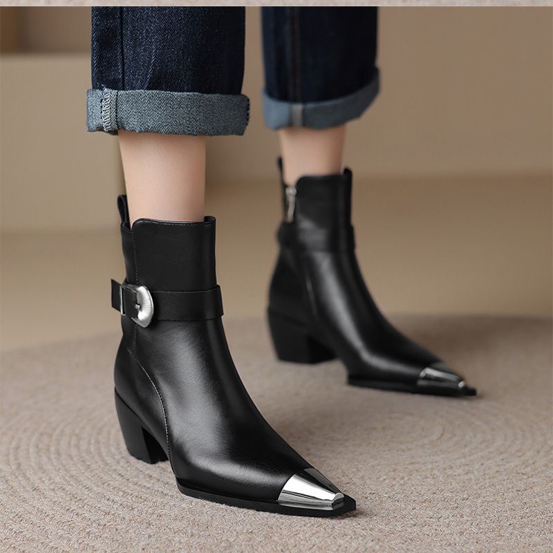 CHIKO Teralyn Pointy Toe Block Heels Ankle Boots