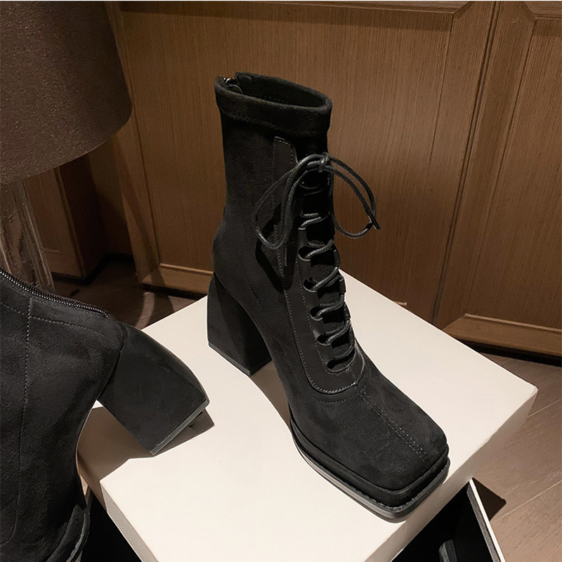 CHIKO Tashena Square Toe Block Heels Ankle Boots