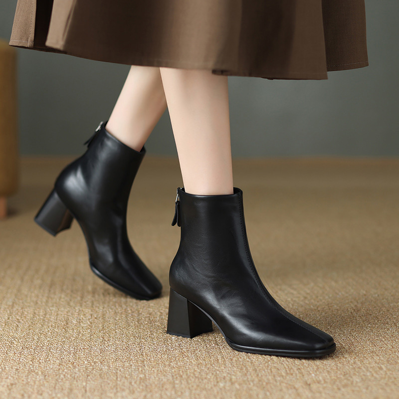 CHIKO Yamelia Square Toe Block Heels Ankle Boots