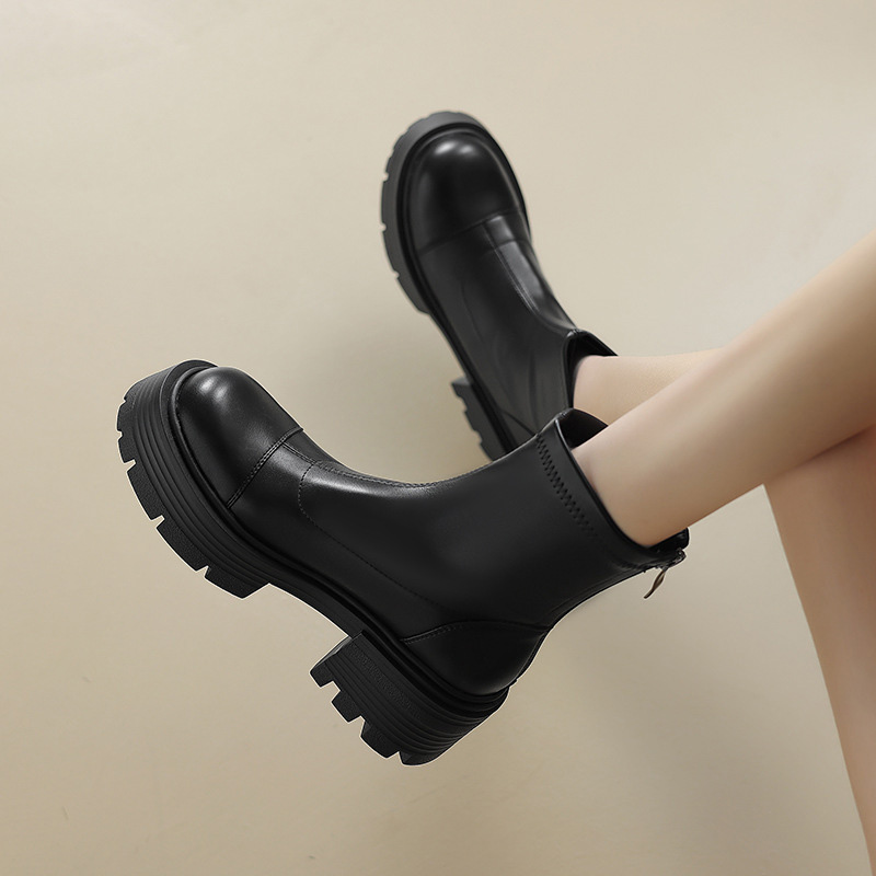 CHIKO Adhara Round Toe Block Heels Ankle Boots