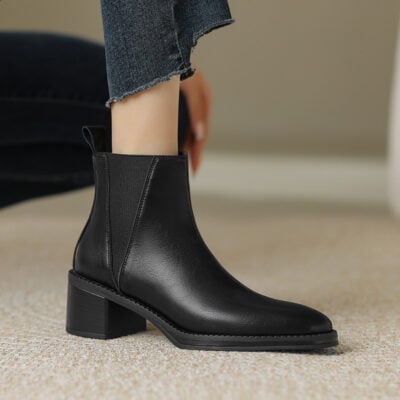 CHIKO Akilah Round Toe Block Heels Ankle Boots