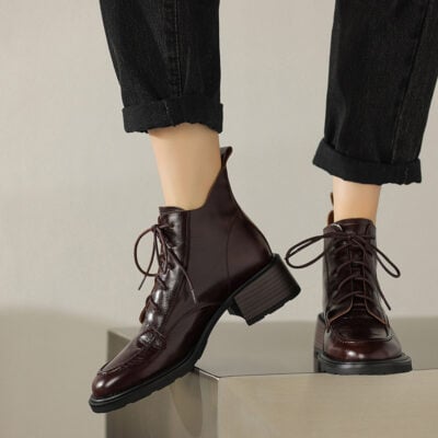 women fashion shoes lace-up boots