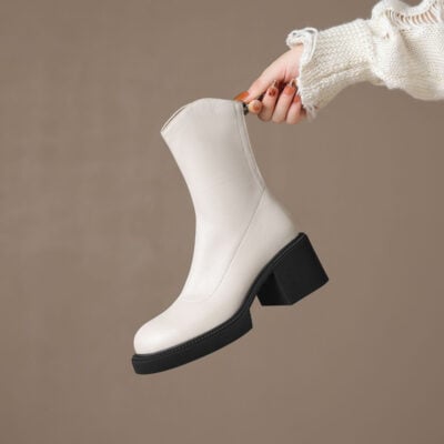 CHIKO Hibah Round Toe Block Heels Ankle Boots