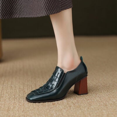CHIKO Fariha Square Toe Block Heels Loafers Shoes