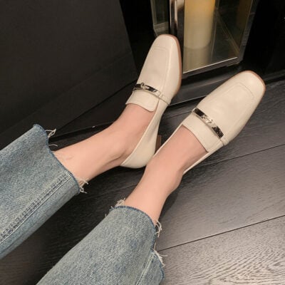 CHIKO Ysanne Square Toe Block Heels Loafers Shoes