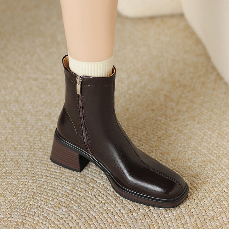 CHIKO Dunia Square Toe Block Heels Ankle Boots