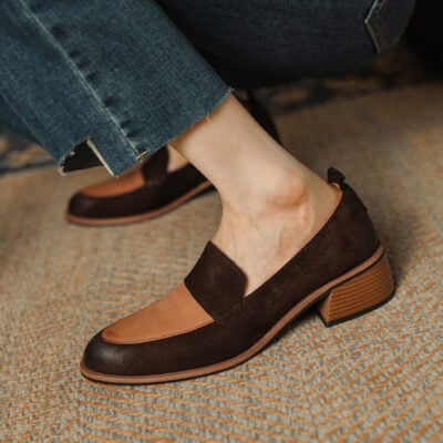 CHIKO Tykia Round Toe Block Heels Loafers Shoes