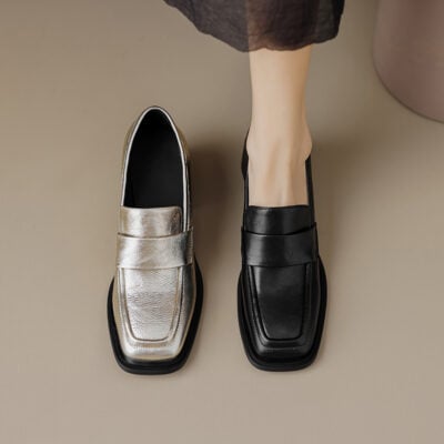 CHIKO Arnina Square Toe Block Heels Loafers Shoes