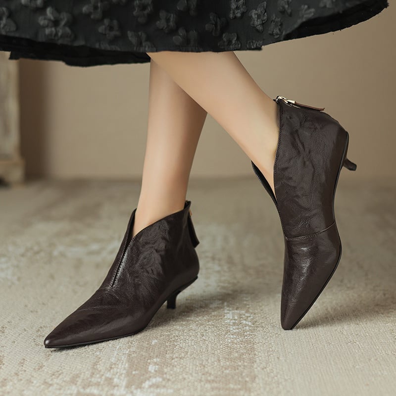 CHIKO Azia Pointy Toe Kitten Heels Ankle Boots