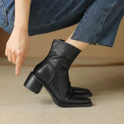 CHIKO Mila Pointy Toe Block Heels Ankle Boots