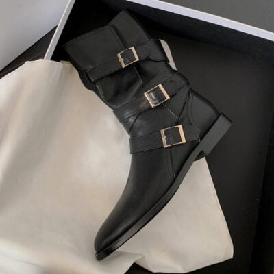 CHIKO Aria Round Toe Block Heels Ankle Boots